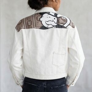LEDiN x Monopoly Graphic Denim Jacket | Rare Kidcore Streetwear | Size S